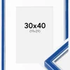 Ramme Diana Blå 30x40 cm - Passepartout Hvid 20x30 cm