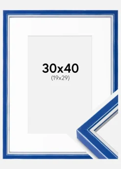 Ramme Diana Blå 30x40 cm - Passepartout Hvid 20x30 cm