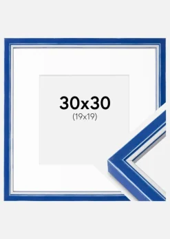 Ramme Diana Blå 30x30 cm - Passepartout Hvid 20x20 cm