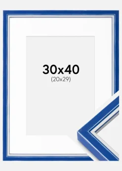 Ramme Diana Blå 30x40 cm - Passepartout Hvid 21x30 cm