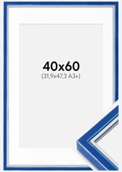 Ramme Diana Blå 40x60 cm - Passepartout Hvid 32,9x48,3 cm
