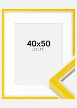 Ramme Diana Gul 40x50 cm - Passepartout Hvid 30x38 cm