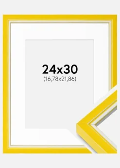 Ramme Diana Gul 24x30 cm - Passepartout Hvid 7x9 inches