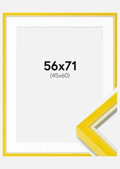 Ramme Diana Gul 56x71 cm - Passepartout Hvid 46x61 cm