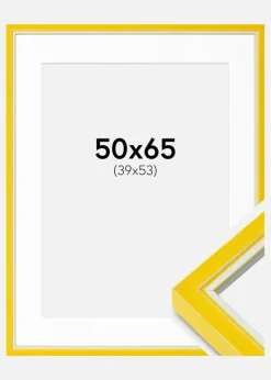 Ramme Diana Gul 50x65 cm - Passepartout Hvid 40x54 cm