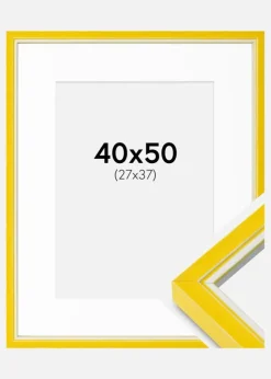 Ramme Diana Gul 40x50 cm - Passepartout Hvid 28x38 cm