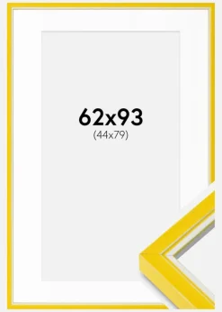 Ramme Diana Gul 62x93 cm - Passepartout Hvid 45x80 cm