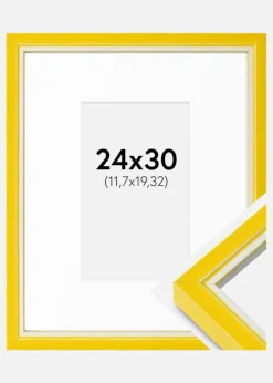 Ramme Diana Gul 24x30 cm - Passepartout Hvid 5x8 inches