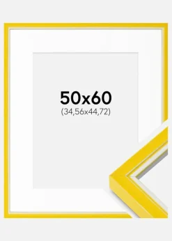 Ramme Diana Gul 50x60 cm - Passepartout Hvid 14x18 inches