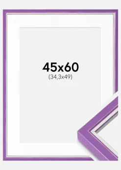 Ramme Diana Lilla 45x60 cm - Passepartout Hvid B3 353x500 mm