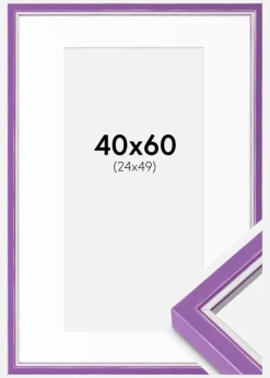 Ramme Diana Lilla 40x60 cm - Passepartout Hvid 25x50 cm