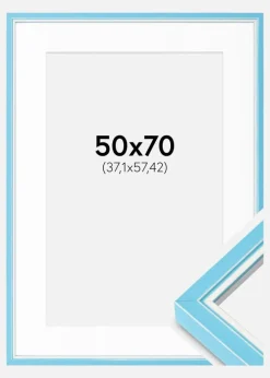 Ramme Diana Lyseblå 50x70 cm - Passepartout Hvid 15x23 inches