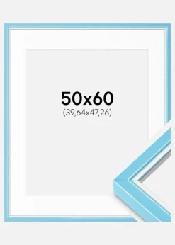 Ramme Diana Lyseblå 50x60 cm - Passepartout Hvid 16x19 inches