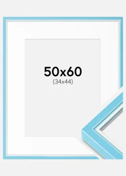 Ramme Diana lyseblå 50x60 cm - Passepartout Hvid 35x45 cm