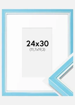 Ramme Diana Lyseblå 24x30 cm - Passepartout Hvid 5x8 inches