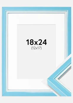 Ramme Diana Lyseblå 18x24 cm - Passepartout Hvid 13x18 cm
