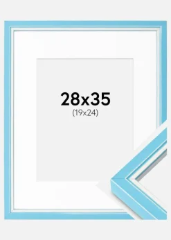 Ramme Diana lyseblå 28x35 cm - Passepartout Hvid 20x25 cm