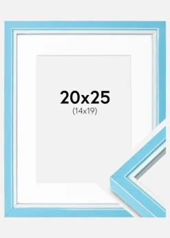 Ramme Diana lyseblå 20x25 cm - Passepartout Hvid 15x20 cm