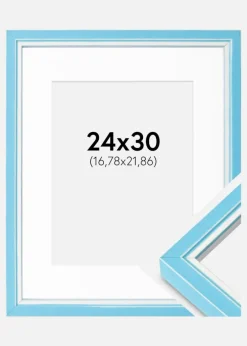 Ramme Diana lyseblå 24x30 cm - Passepartout Hvid 7x9 inches