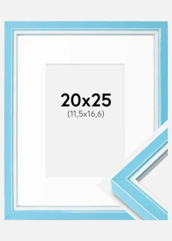 Ramme Diana lyseblå 20x25 cm - Passepartout Hvid B6 125x176 mm