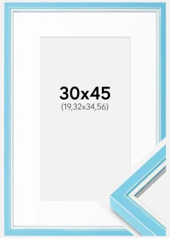 Ramme Diana Lyseblå 30x45 cm - Passepartout Hvid 8x14 inches