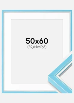Ramme Diana Lyseblå 50x60 cm - Passepartout Hvid 16x20 inches