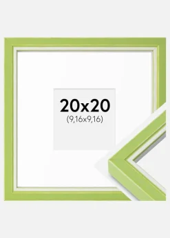Ramme Diana Lysegrøn 20x20 cm - Passepartout Hvid 4x4 inches