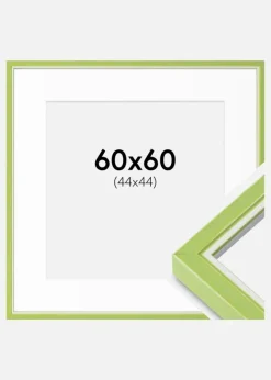 Ramme Diana Lysegrøn 60x60 cm - Passepartout Hvid 45x45 cm