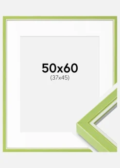 Ramme Diana Lysegrøn 50x60 cm - Passepartout Hvid 38x46 cm