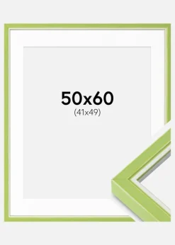 Ramme Diana lysegrøn 50x60 cm - Passepartout Hvid 42x50 cm