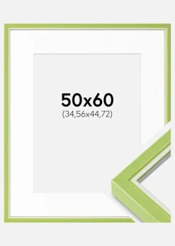 Ramme Diana Lysegrøn 50x60 cm - Passepartout Hvid 14x18 inches