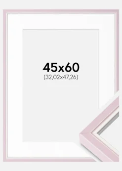 Ramme Diana lyserød 45x60 cm - Passepartout Hvid 13x19 inches