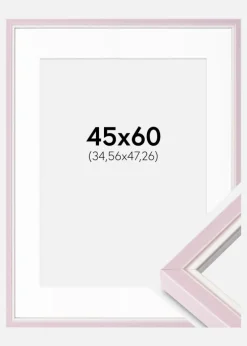 Ramme Diana lyserød 45x60 cm - Passepartout Hvid 14x19 inches