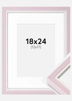 Ramme Diana lyserød 18x24 cm - Passepartout Hvid 13x18 cm