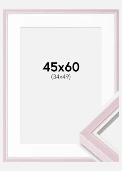 Ramme Diana lyserød 45x60 cm - Passepartout Hvid 35x50 cm