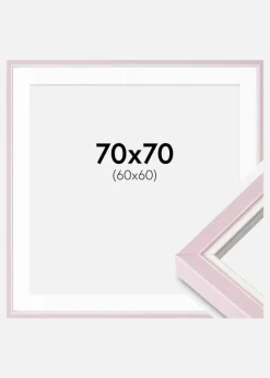 Ramme Diana lyserød 70x70 cm - Passepartout Hvid 61x61 cm