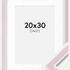 Ramme Diana lyserød 20x30 cm - Passepartout Hvid 15x22 cm