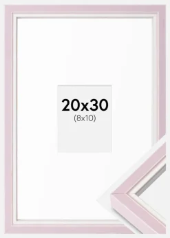 Ramme Diana lyserød 20x30 cm - Passepartout Hvid 9x11 cm