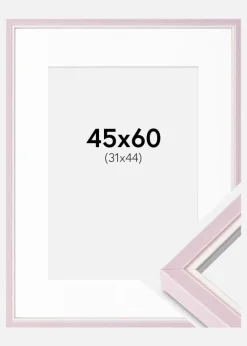 Ramme Diana lyserød 45x60 cm - Passepartout Hvid 32x45 cm