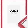 Ramme Diana Rød 20x25 cm - Passepartout Hvid B6 125x176 mm