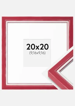 Ramme Diana Rød 20x20 cm - Passepartout Hvid 4x4 inches