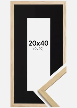 Ramme Edsbyn Eg 20x40 cm - Passepartout Sort 10x30 cm