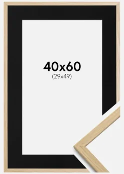 Ramme Edsbyn Eg 40x60 cm - Passepartout Sort 30x50 cm