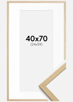 Ramme Edsbyn Eg 40x70 cm - Passepartout Hvid 25x60 cm