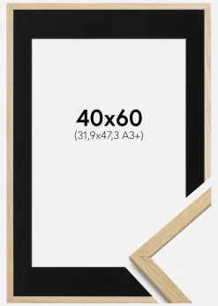 Ramme Edsbyn Eg 40x60 cm - Passepartout Sort 32,9x48,3 cm (A3+)