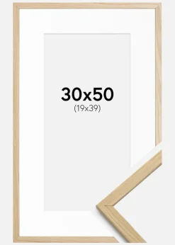 Ramme Edsbyn Eg 30x50 cm - Passepartout Hvid 20x40 cm