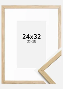 Ramme Edsbyn Eg 24x32 cm - Passepartout Hvid 14x22 cm