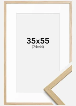 Ramme Edsbyn eg 35x55 cm - Passepartout Hvid 25x45 cm