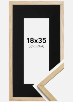 Ramme Edsbyn Eg 18x35 cm - Passepartout Sort 4x10 inches