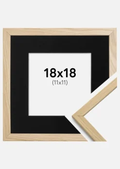 Ramme Edsbyn Eg 18x18 cm - Passepartout Sort 12x12 cm